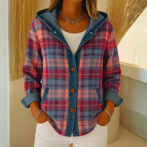 Chaqueta Hoodie Cuadros Denim