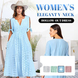 Vestido Elegante con Escote en V y Detalle Hueco