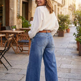 Jeans Vintage de Cintura Alta y Pierna Ancha