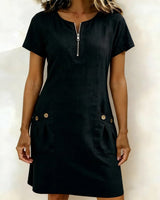 Azahar | Vestido casual de algodón con cremallera y bolsillos