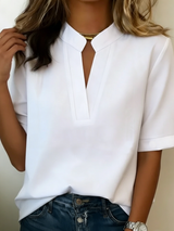 Bárbara | Blusa elegante con cuello en V y detalles dorados